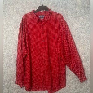 Polo Ralph Lauren Men Size 4XLT Tall Red Button Down Casual Shirt